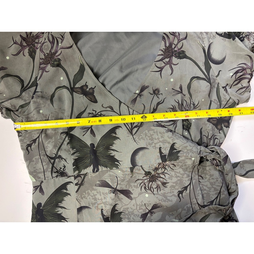 Disturbia Gloriana Floral Fairy Print Chiffon Midaxi Wrap Dress US 12 NEW Witchy - Picture 9 of 11